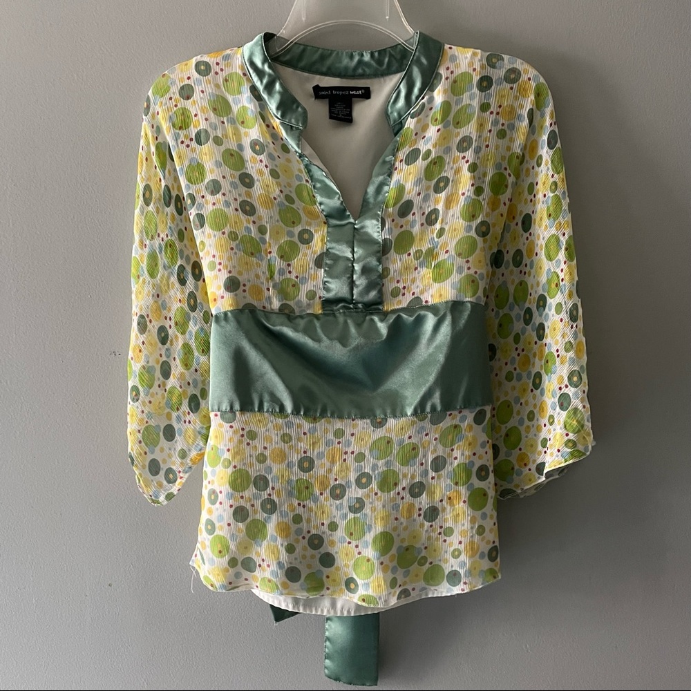 Boho flowy polka dot shirt S